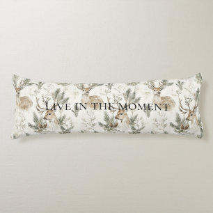 Cream Deer Woodland Animals Christmas Body Pillow