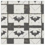 Cream Denim Grunge Patchwork with Bats (3) Fabric