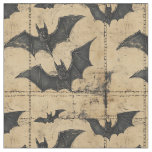 Cream Denim Grunge Patchwork with Bats Fabric