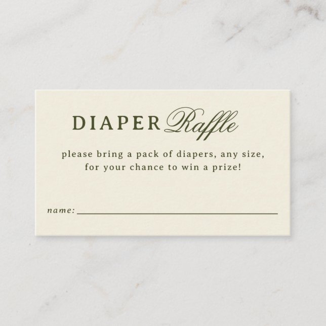 Cream Diaper Raffle Baby Shower Enclosure Card (Front)