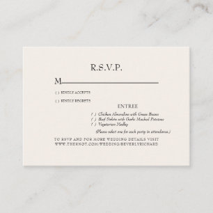 Cream Dinner Options Wedding RSVP Enclosure Card