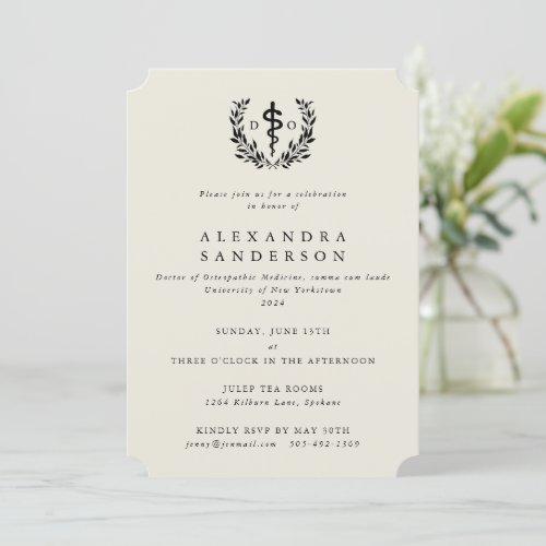 Cream Doctor of Osteopathic Medicine Graduation Invitation