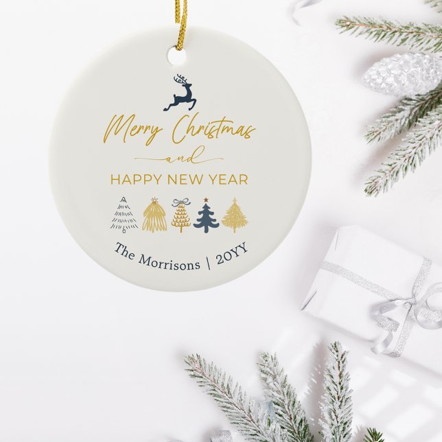 Cream Doodle Christmas Trees, Reindeer, Stars, Ceramic Ornament (Cream Doodle Christmas Trees, Reindeer, Stars, Ceramic Ornament)