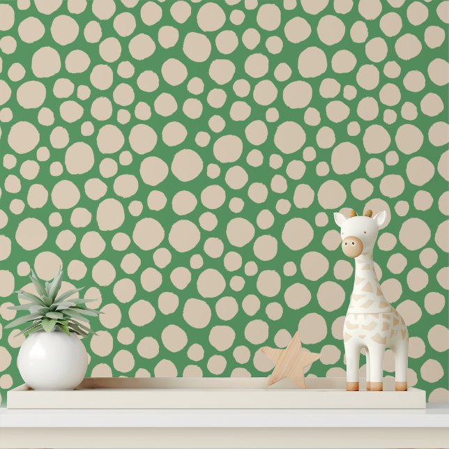 Cream Dot Green Abstract Modern Pattern Wallpaper (Creator Uploaded)