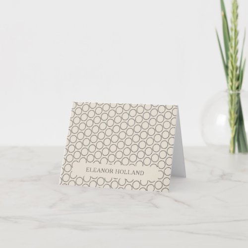 Cream Dotted Circle Minimal Personalized Thank You Note Card