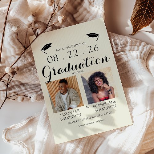 Cream Double Graduation 2 Photo Graduation