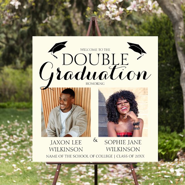 Cream Double Graduation 2 Photo Graduation Welcome Foam Board (Creator Uploaded)