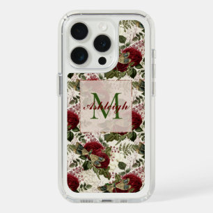 Cream Dragonflies and Roses Monogram iPhone 15 Pro Case