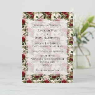 Cream Dragonflies and Roses Wedding Invitation
