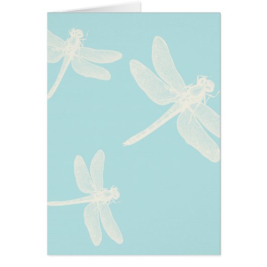 Cream Dragonflies on Teal Blue Background Cards (Front)