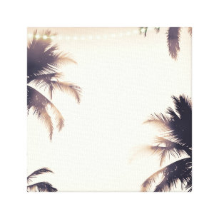 Cream Dream Palm Trees & Lights Beachy Glam Canvas Print