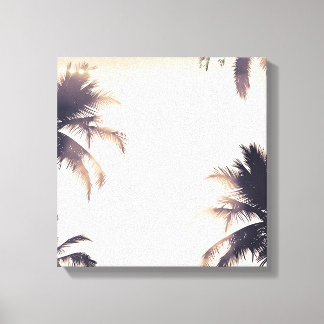 Cream Dream Palm Trees & Lights Beachy Glam Canvas Print (Front)
