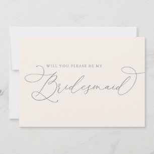 Cream & Dusty Blue Bridesmaid Proposal Card