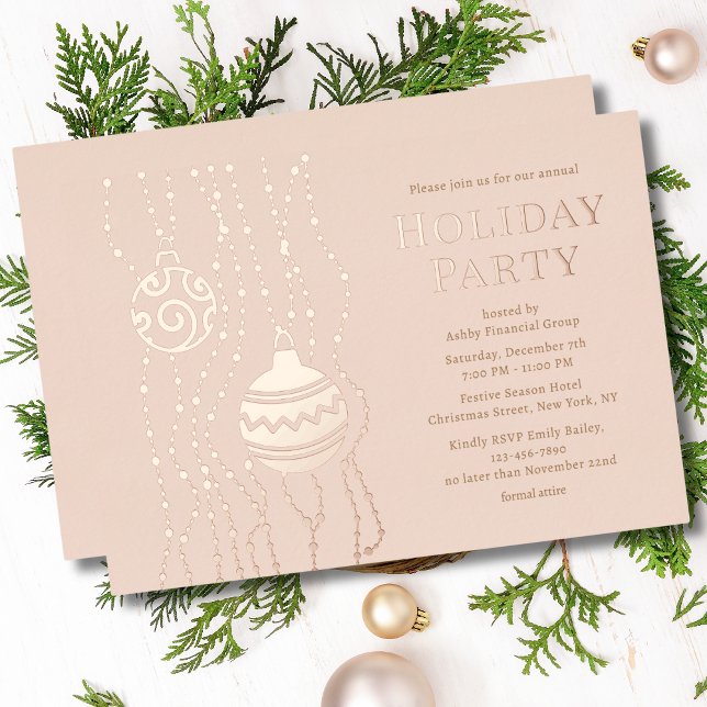 Cream Elegant Christmas Party Corporate Holiday Foil Invitation (Creator Uploaded)