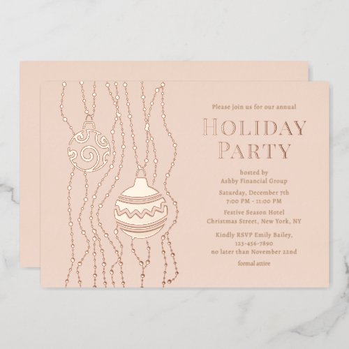 Cream Elegant Christmas Party Corporate Holiday Foil Invitation