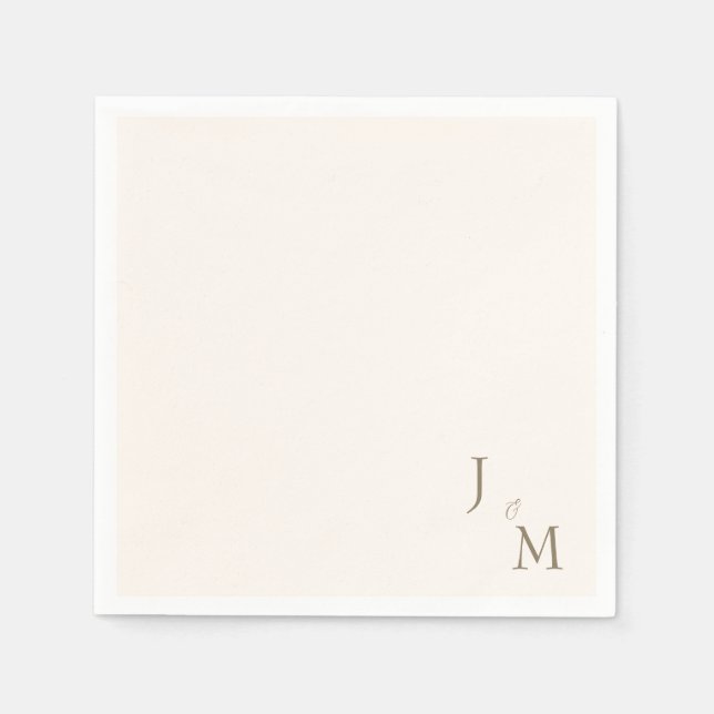 Cream Elegant Gold Monogram Wedding  Napkins (Front)