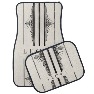 Cream Elegant Lined Car Mat | Sleek & Modern 