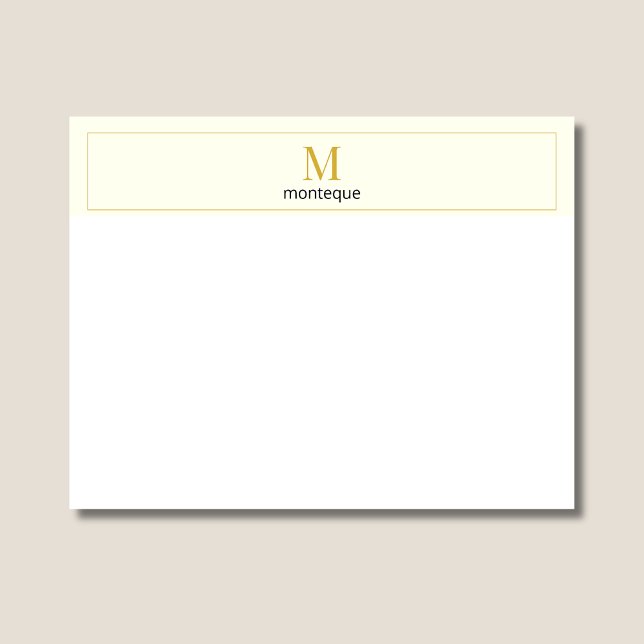 Cream Elegant Serif Personalized Monogram Note Card (Creator Uploaded)