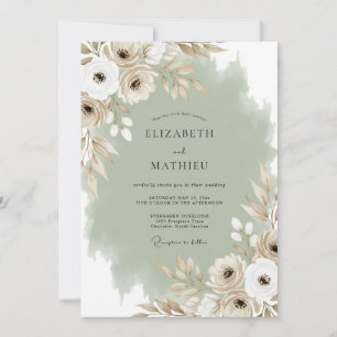 Cream Ethereal Blossom Wedding Invitation