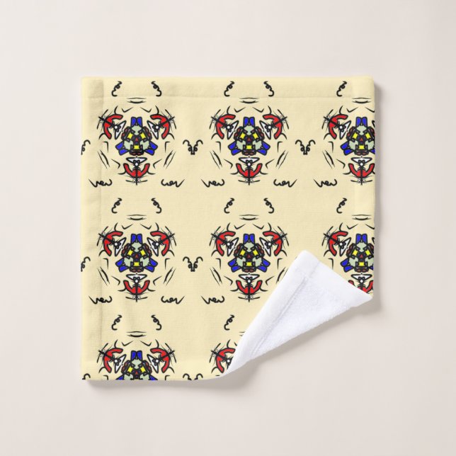 "Cream Ethnic Zen" Bath Towel Set (Wash Cloth)