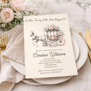 Cream Fairy Tale Horse & Carriage Bridal Shower Invitation