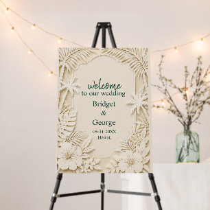 Cream Faux Cutout Hawaii Floral Wedding Foam Board