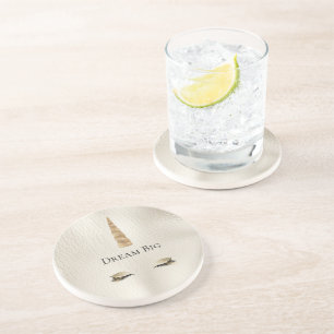 Cream Faux Leather Gold Sparkle Glam Unicorn Coaster