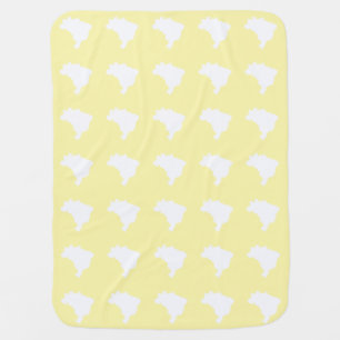 Cream Festive Brazil Map Print Baby Blanket