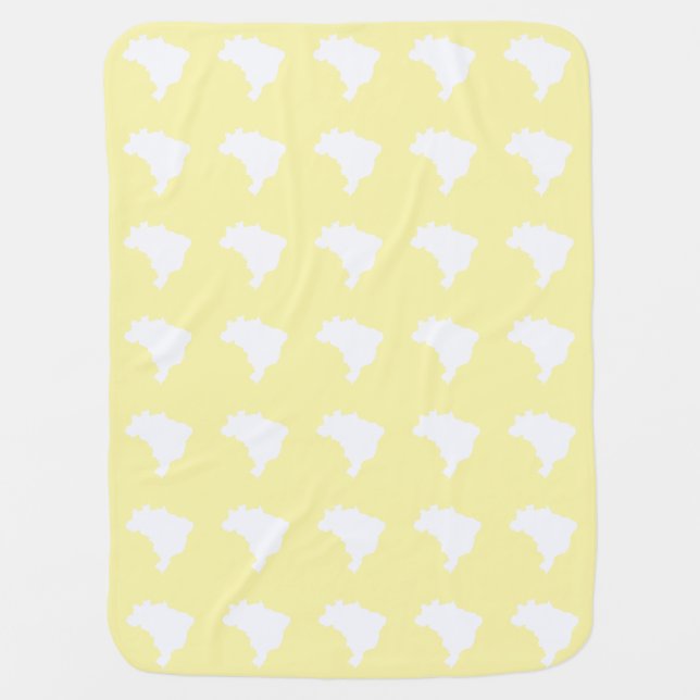 Cream Festive Brazil Map Print Baby Blanket (Front)
