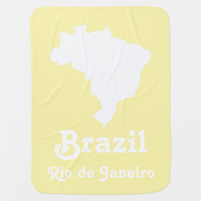 Cream Festive Brazil with custom text Swaddle Blanket (Front)