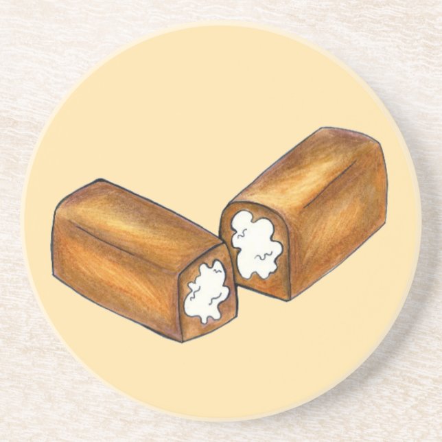 Cream-Filled Snack Cake Junk Food Junkie Sweets Coaster (Front)