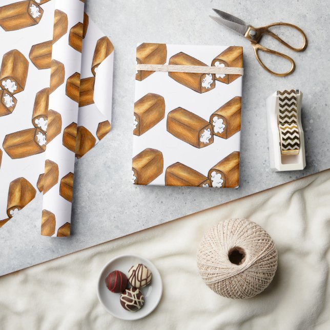 Cream Filled Snack Cake Junk Food Twinkie Cakes Wrapping Paper (Crafts)