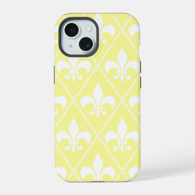 Cream Fleur de Lis Iphone Case (Back)