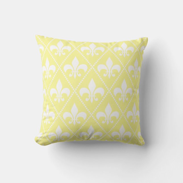 Cream Fleur de Lis Throw Pillow (Front)
