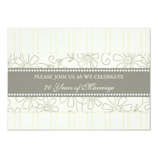 Cream Floral 20th Anniversary Party Invitation