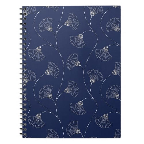 Cream Floral Art Nouveau Indigo Notebook