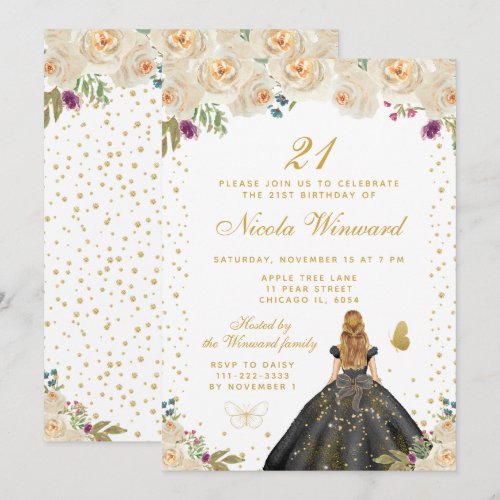 Cream Floral Blonde Hair Princess Birthday Party