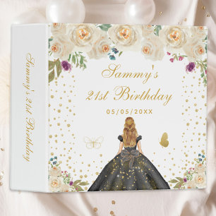 Cream Floral Blonde Hair Princess Photo Album 3 Ring Binder