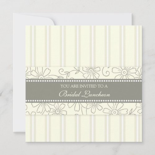 Cream Floral Bridal Luncheon Invitation Cards