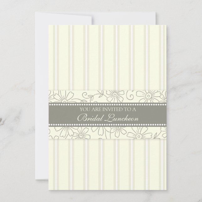 Cream Floral Bridal Luncheon Invitation Cards (Front)