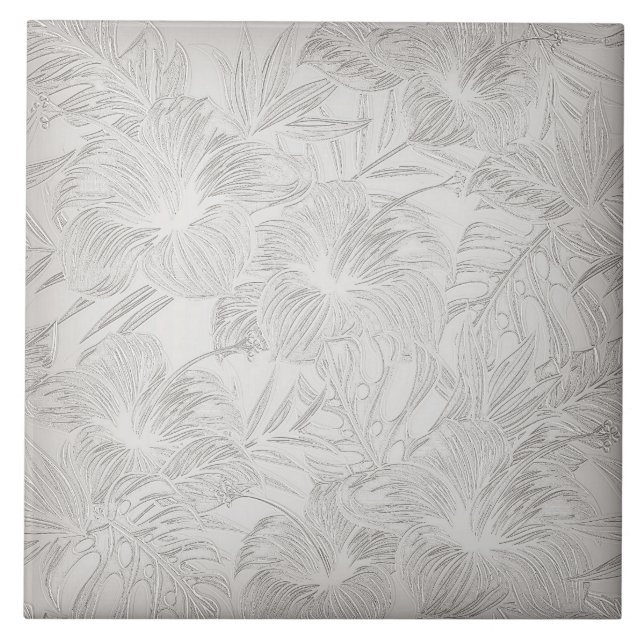 Cream Floral Ceramic Tile (Front)