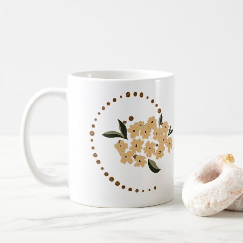 Cream Floral Coffee Mug