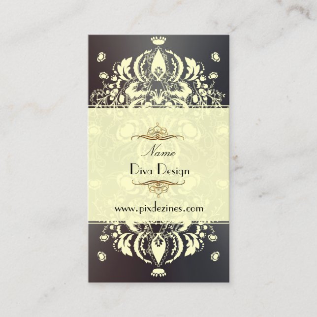 Cream Floral Damask /DIY Background Business Card (Front)