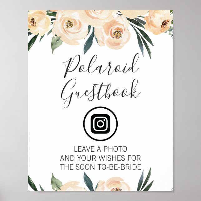 Cream Floral Editable Image Bridal Shower Sign (Front)