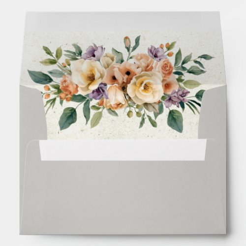 Cream Floral Envelope - Lt Grey