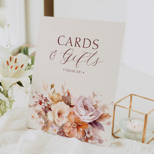 Cream Floral Fall Baby Shower Cards & Gifts Pedestal Sign
