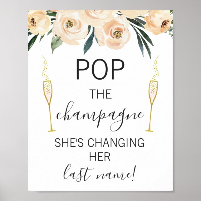 Cream Floral Glasses Bridal Shower Sign (Front)