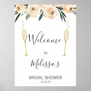 Cream Floral Glasses Bridal Shower Welcome Sign
