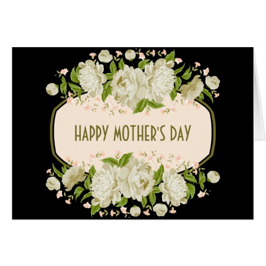 Cream Floral Happy Mother's Day Greeting Card (Front Horizontal)