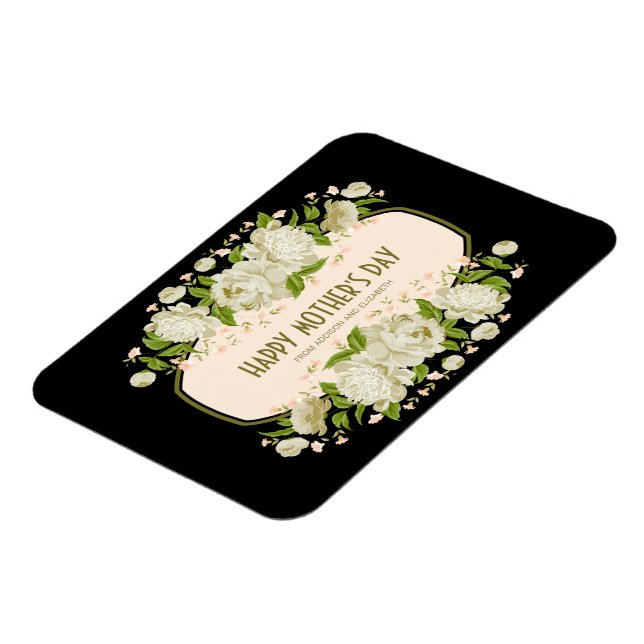 Cream Floral Happy Mother's Day Magnet (Left Side)